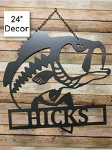 Load image into Gallery viewer, Bass Fish - Family Name Decor - 24&quot; Man Cave Husband Gift
