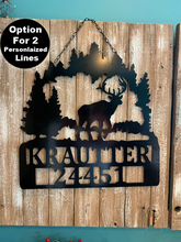 Load image into Gallery viewer, Elk Antlers/Nature Scene Wall/Door Hanger Decor Sign - 24&quot; Personalized Hunter Gift
