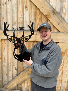 Bow Hunting Deer Head - Antler Sign - Family Name Wall Decor - 24" Hunter Gift
