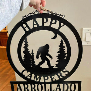 Bigfoot Sign - Campsite Gifts - Personalized Sign - Camping Decor Gift Ideas - 16"x14"