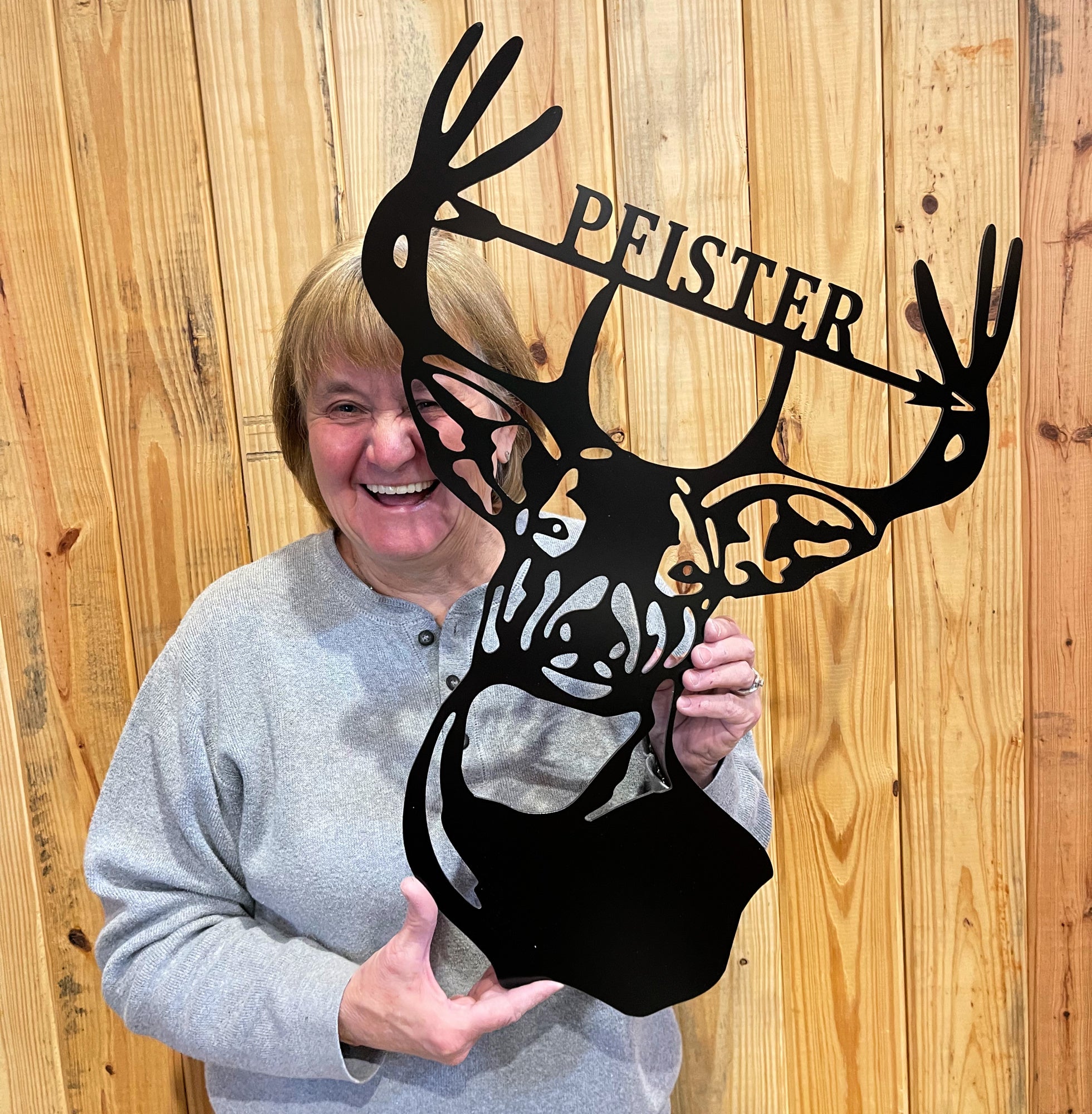 Hunting season gifts for deer or elk hunter, wife, hunt outdoors present, hunting nursery, custom animal name sign, offers antler sculpture