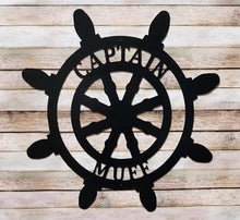 Load image into Gallery viewer, Nautical Decor - Sailboat Wheel - Customized Beach House Decor - 24&quot; or 18&quot;
