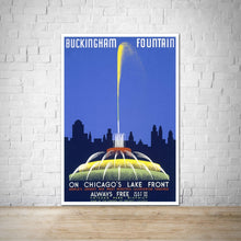 Load image into Gallery viewer, 1939 - Chicago Vintage Travel Poster Buckingham Fountain Vintage Print Ad
