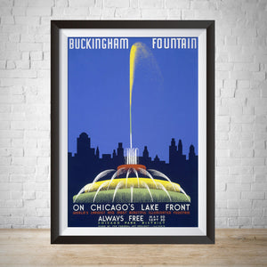 1939 - Chicago Vintage Travel Poster Buckingham Fountain Vintage Print Ad