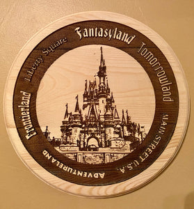 WDW Castle Celebration Sign with Lands around the Kingdom