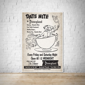 Date Night Vintage Disneyland Advertisement Poster