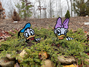 Donald & Daisy Peeking Disney-Inspired Decor - FREE Shipping - Garden, Landscaping, or Potted Plants