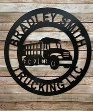 Load image into Gallery viewer, Dump Truck Decor - 24&quot; Personalized Excavation Contractor Business Sign - Custom Trucking Company Door/Wall Hanger Gift
