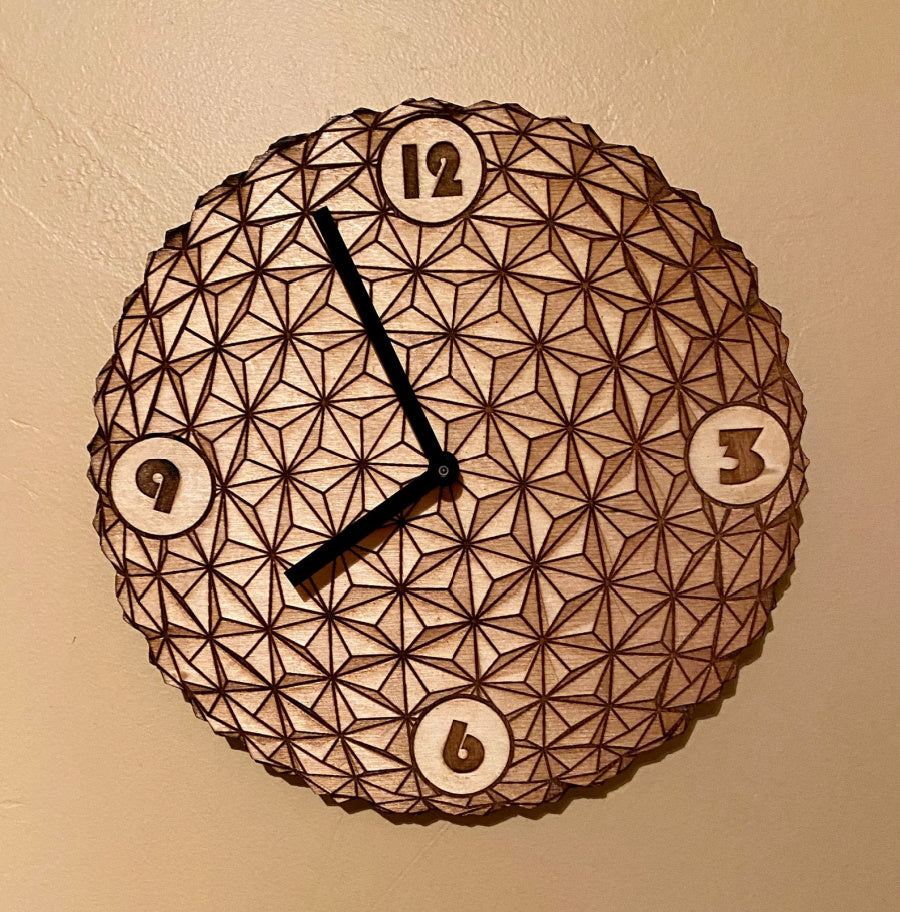 Epcot Spaceship Earth- Inspired Wooden Clock