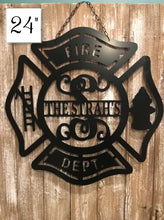 Load image into Gallery viewer, Large 24&quot; Fire Department / Fire Family Personalized Monogram &amp; Name Decor
