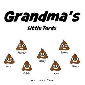 Grandma's Little Turds Mug - Personalized Gift with Names Of Grandchildren