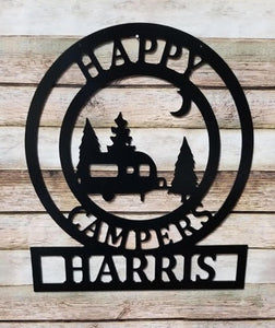 Camper Gifts - Happy Campers Personalized Campsite Signs - Camping Gift Ideas - 22" x 24" Custom Decor
