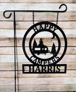 Camper Gifts - Happy Campers Personalized Campsite Signs - Camping Gift Ideas - 16"x14" Custom Decor