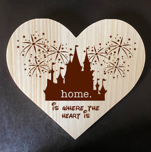 Home Is Where The Heart Is Wooden Plaque - Personalized Family Name/Est Date  - Castle Inspired