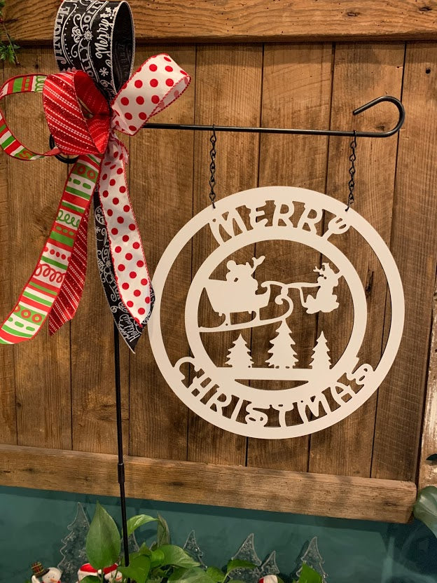 Santa Mouse - Merry Christmas Door Hanger or Garden/Yard Flag