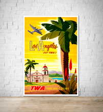 Load image into Gallery viewer, 1950 Los Angeles Vintage Travel Poster Fly TWA Vintage Print Poster

