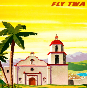 1950 Los Angeles Vintage Travel Poster Fly TWA Vintage Print Poster
