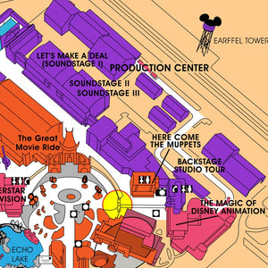 Classic MGM Studios Theme Park Map - Wall Print