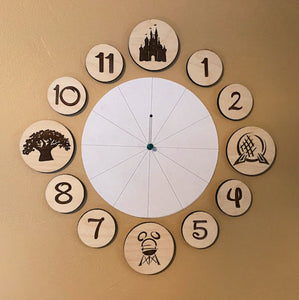 4 Park Walt Disney World - Inspired Wooden Plaque Wall Clock