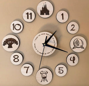 4 Park Walt Disney World - Inspired Wooden Plaque Wall Clock