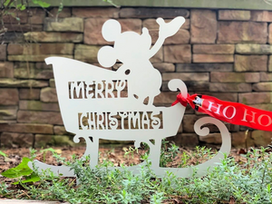 Santa Mickey & Reindeer Pluto-Inspired Silhouette Merry Christmas Sleigh