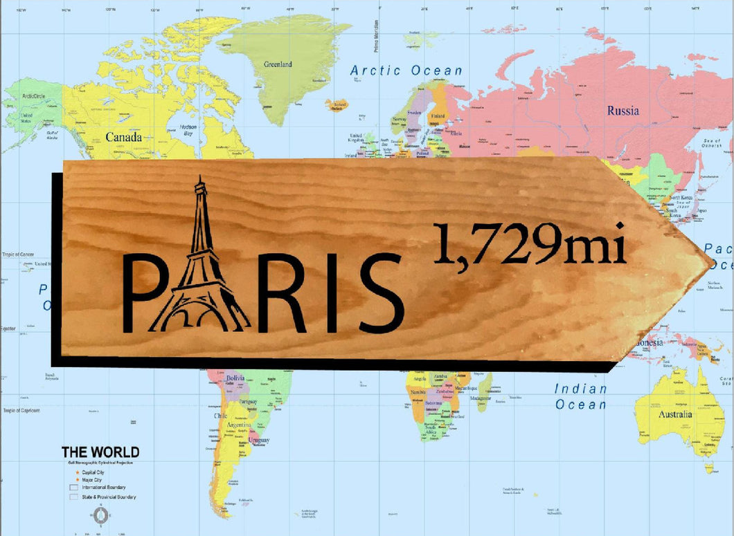 Your Miles to Paris Personalized Sign