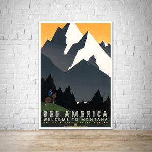 Montana Vintage Travel Poster Print Ad - See America