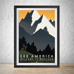 Montana Vintage Travel Poster Print Ad - See America