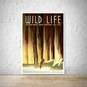 National Parks Service 1936 Vintage Wildlife Poster Print