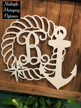 Load image into Gallery viewer, Nautical Decor - Anchor - Custom Monogram or Address # - 24&quot; Beach House Decor
