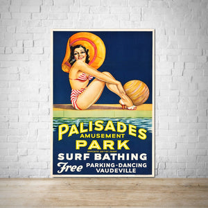 1937 Palisades Amusement Park Vintage Ad Wall Art - New Jersey, Hudson River, New York
