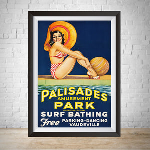 1937 Palisades Amusement Park Vintage Ad Wall Art - New Jersey, Hudson River, New York