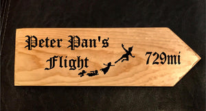 Your Miles to Peter Pan's Flight Personalized Sign
