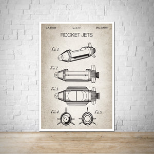 Rocket Jets Patent Vintage Wall Print Art