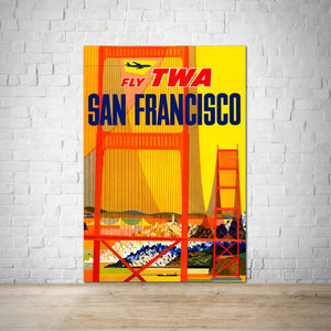 San Francisco Vintage Travel Poster - Fly TWA Ad