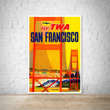 Load image into Gallery viewer, San Francisco Vintage Travel Poster - Fly TWA Ad
