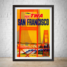 Load image into Gallery viewer, San Francisco Vintage Travel Poster - Fly TWA Ad
