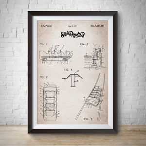 Splash Mountain Patent Vintage Wall Print Art