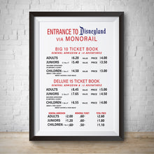 Load image into Gallery viewer, Vintage Disneyland Attraction Ticket Pricing Sign
