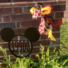 Load image into Gallery viewer, 3 Circle - 14&quot; Personalized Mickey Head ADDRESS # Yard/Garden Flag
