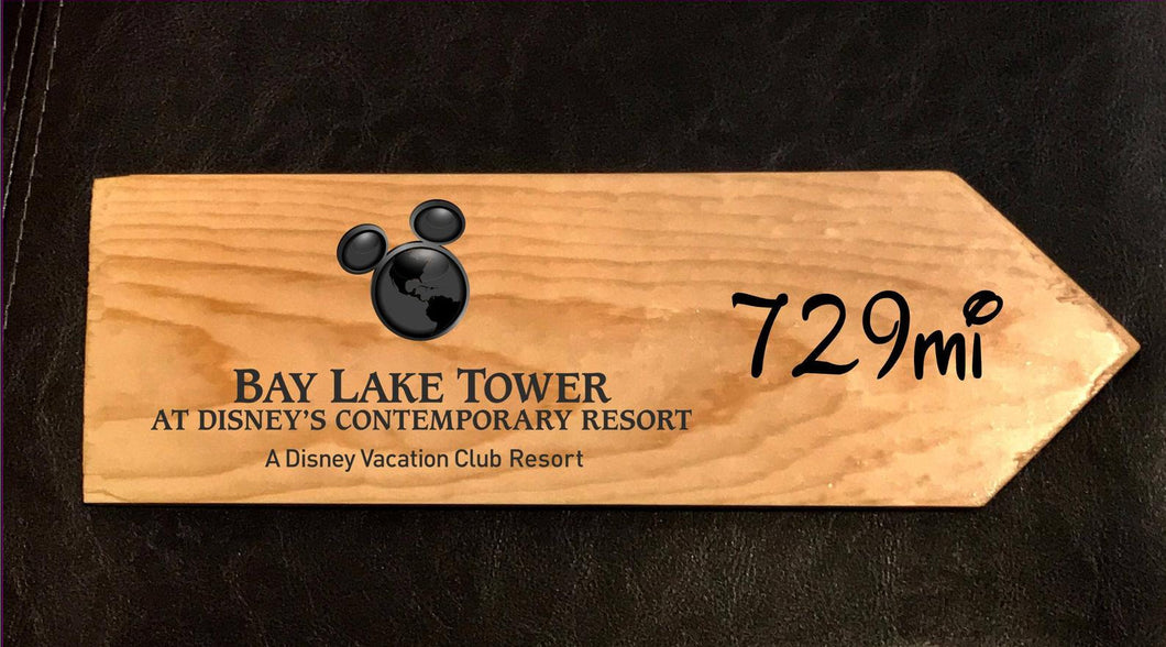 Your Miles to Bay Lake Tower at Disney's Contemporary Resort Personalized Sign