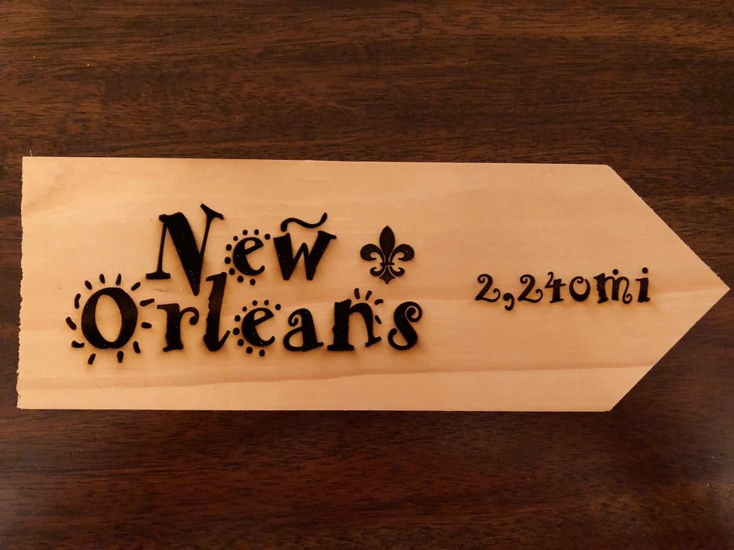 Your Miles to New Orleans Personalized Sign
