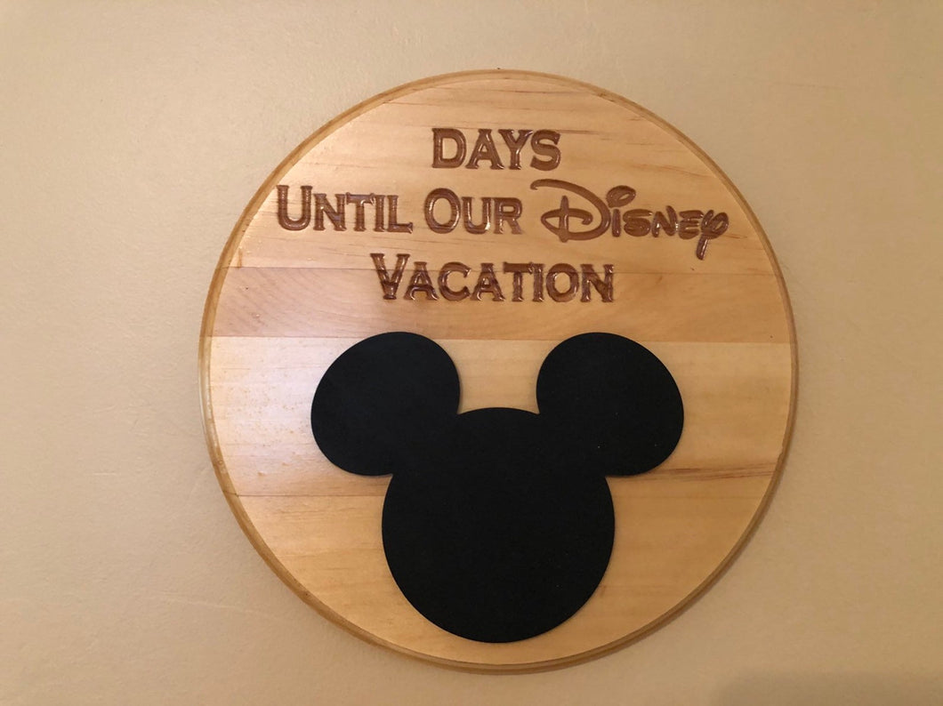 Countdown To Magic - Disney Vacation - Engraved Wooden Sign w/ Chalkboard