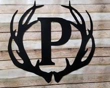 Load image into Gallery viewer, Deer Antlers Decor - Monogram - 18&quot; Family Monogram Sign
