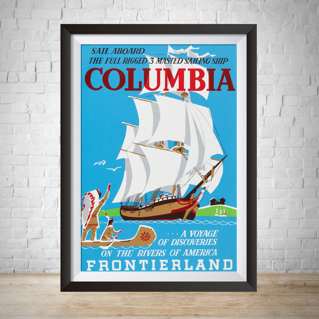 Columbia Vintage Frontierland Disneyland Attraction Poster