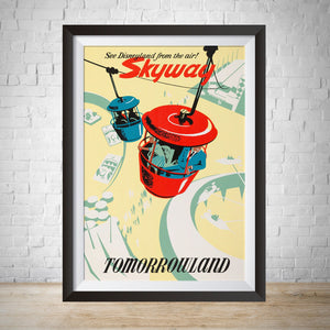Skyway, Tomorrowland,  Vintage Disneyland Attraction Poster