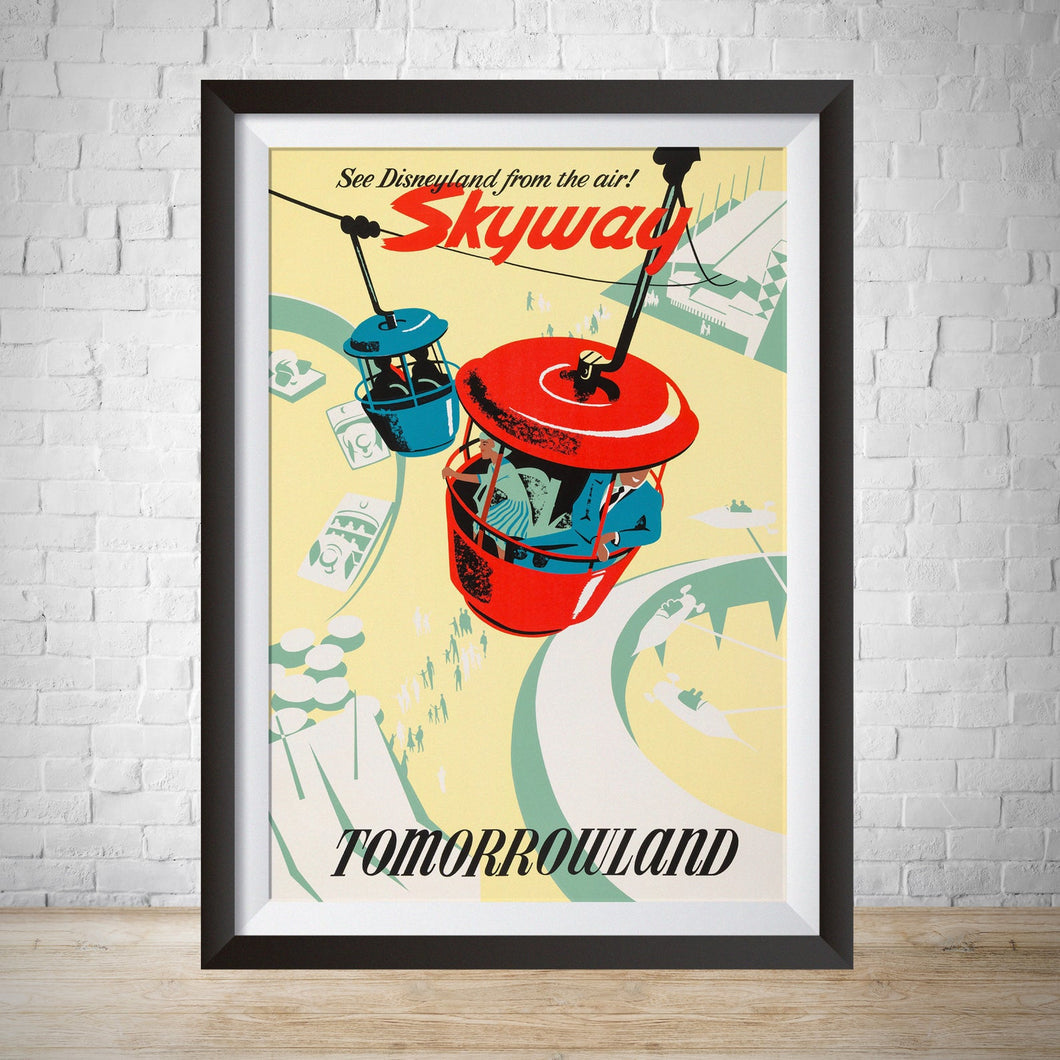 Skyway, Tomorrowland,  Vintage Disneyland Attraction Poster