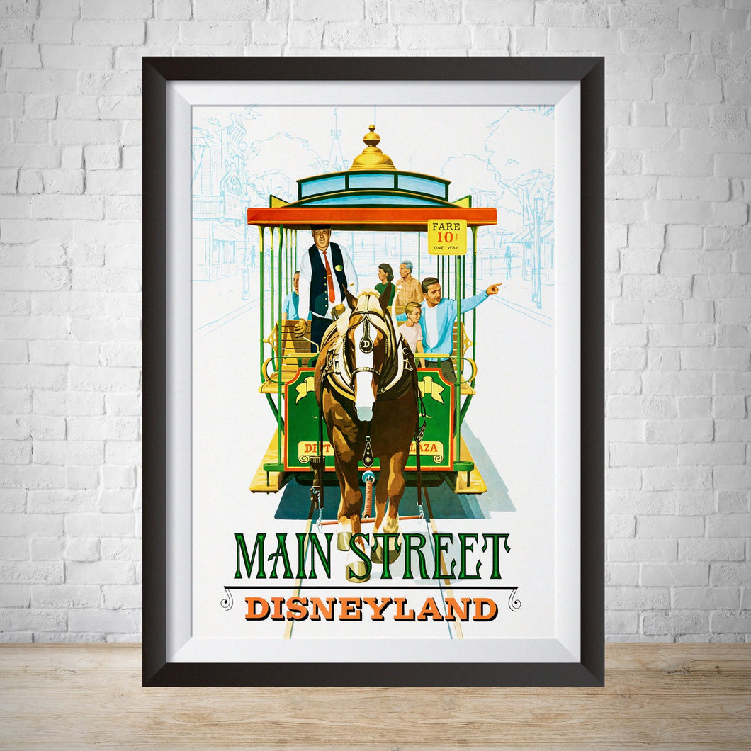 Main Street Trolley - Vintage Disneyland Attraction Poster