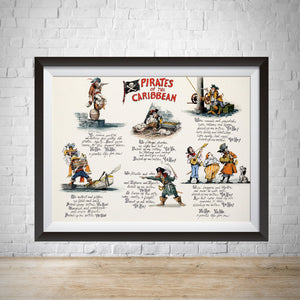 Pirates of the Caribbean Lyrics - Vintage Ride Poster