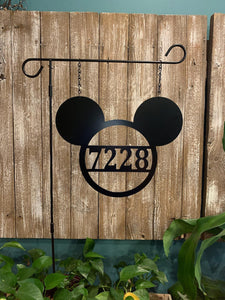 3 Circle - 14" Personalized Mickey Head ADDRESS # Yard/Garden Flag